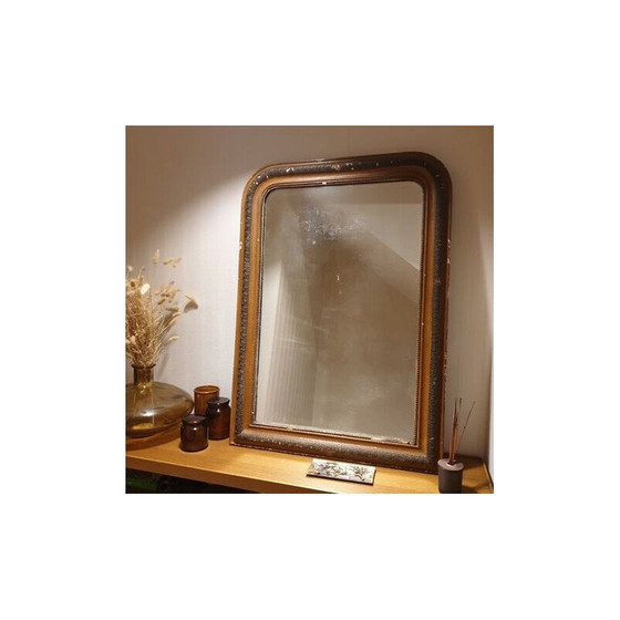 Image 1 of Vintage houten spiegel met stucwerk