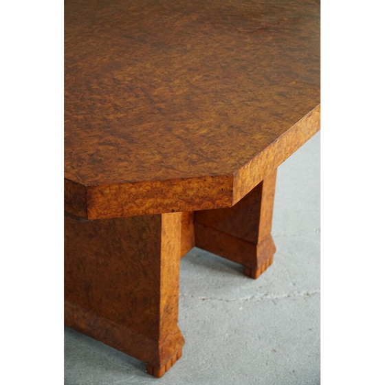 Image 1 of Art Deco vintage wortelnotenhouten eettafel, jaren 1930