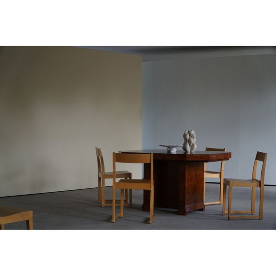 Image 1 of Art Deco vintage wortelnotenhouten eettafel, jaren 1930