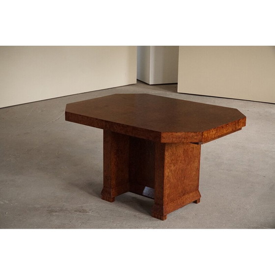 Image 1 of Art Deco vintage wortelnotenhouten eettafel, jaren 1930