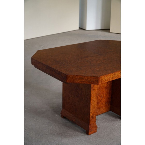 Image 1 of Art Deco vintage wortelnotenhouten eettafel, jaren 1930