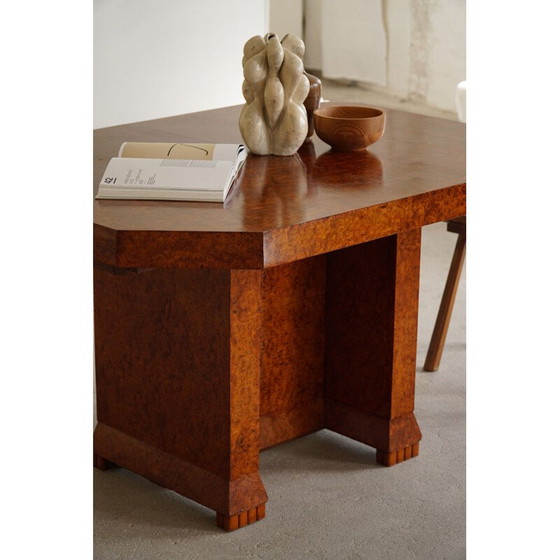 Image 1 of Art Deco vintage wortelnotenhouten eettafel, jaren 1930