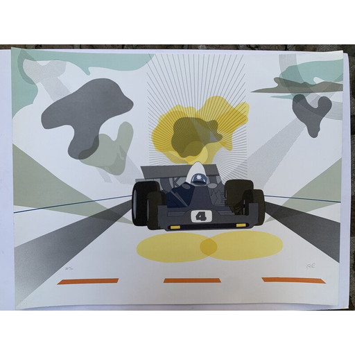Vintage litho Formule 1 door Raymond Loewy, 1980