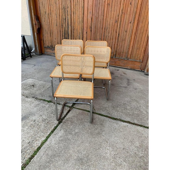 Image 1 of Set van 5 mid-century Italiaanse B32 Cesca stoelen van Marcel Breuer, jaren 1970