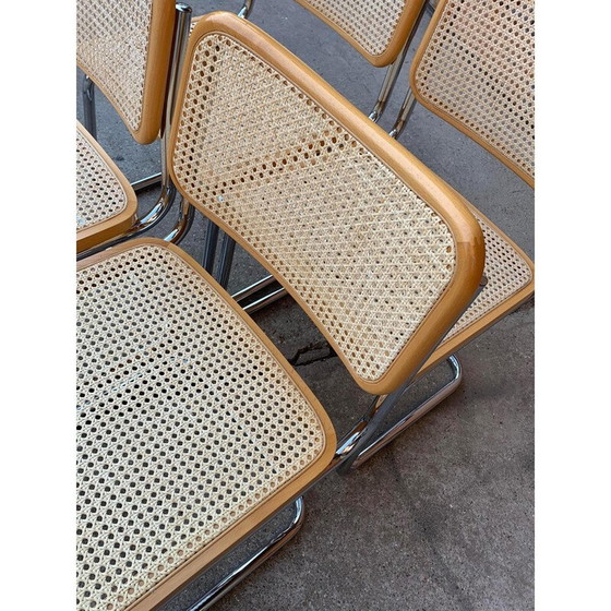 Image 1 of Set van 5 mid-century Italiaanse B32 Cesca stoelen van Marcel Breuer, jaren 1970