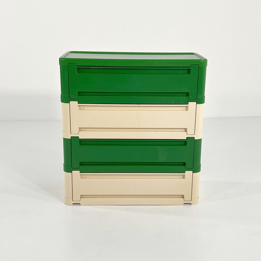 Groen en wit ladenkastje model 4964 van Olaf Von Bohr voor Kartell, 1970S