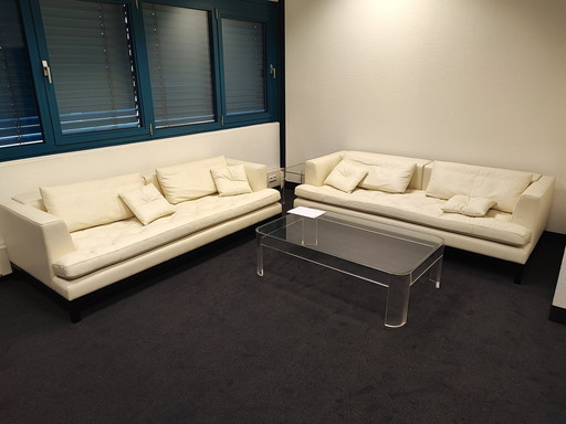 2x De Sede Sofa's Ds40-04 Creme Wit Top Staat