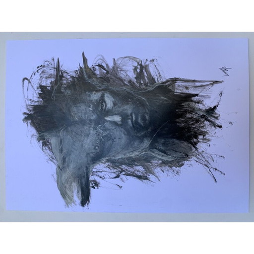 Vintage schilderij gezicht 2 door Lemmy Gonthier, 2014