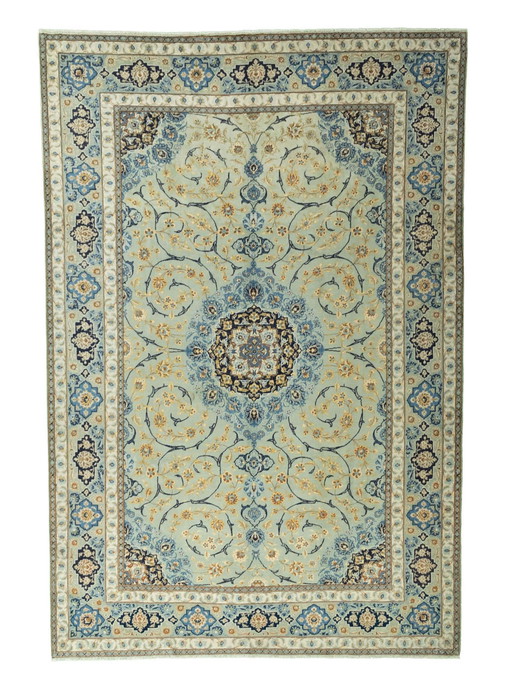 Handgeknoopt Kashan Kurk Vloerkleed - Pistache groen - 388 x 261 cm