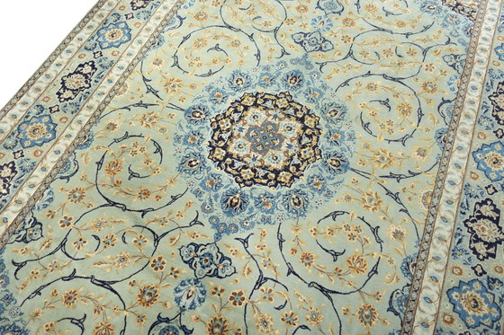 Image 1 of Handgeknoopt Kashan Kurk Vloerkleed - Pistache groen - 388 x 261 cm