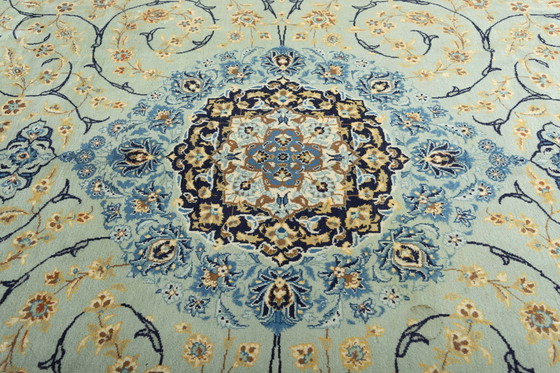 Image 1 of Handgeknoopt Kashan Kurk Vloerkleed - Pistache groen - 388 x 261 cm