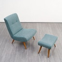 Jaren 50 Vintage Fauteuils met voetenbankje, gerestaureerd