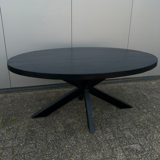 Matrix Eettafel Mangohout Zwart Ovaal 160X90Cm