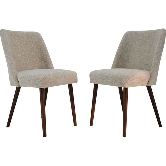 Image 1 of Paar vintage bijzetstoelen in bouclé, Tsjecho-Slowakije 1960