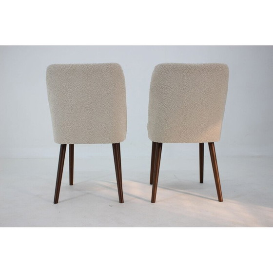 Image 1 of Paar vintage bijzetstoelen in bouclé, Tsjecho-Slowakije 1960