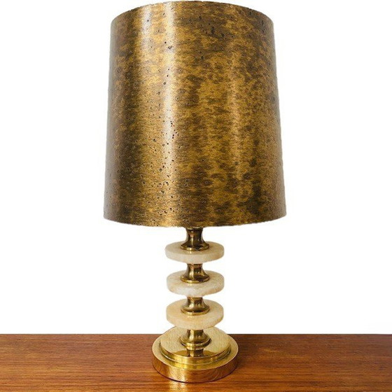 Image 1 of Hollywood Regency tafellamp messing en marmer goud