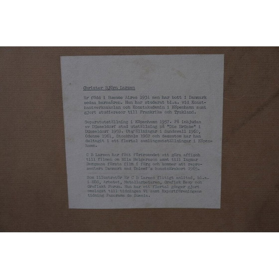 Image 1 of Portret van een vintage meisje in gouache op papier door Christian Bjorn Larsen, 1965