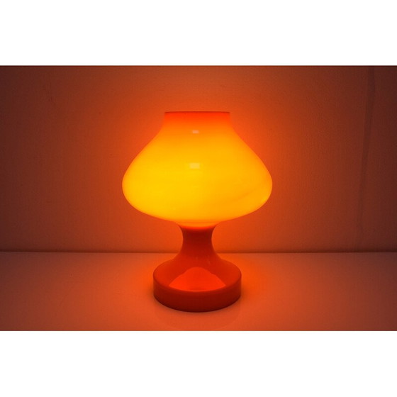 Image 1 of Vintage volledig glazen oranje tafellamp van Valasske Mezirici, Tsjecho-Slowakije 1970