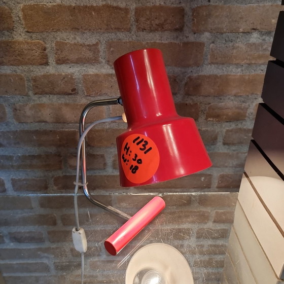 Image 1 of Vintage bureaulamp rood/messing M1173