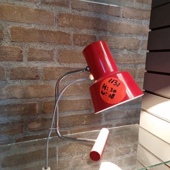 Image 1 of Vintage bureaulamp rood/messing M1173