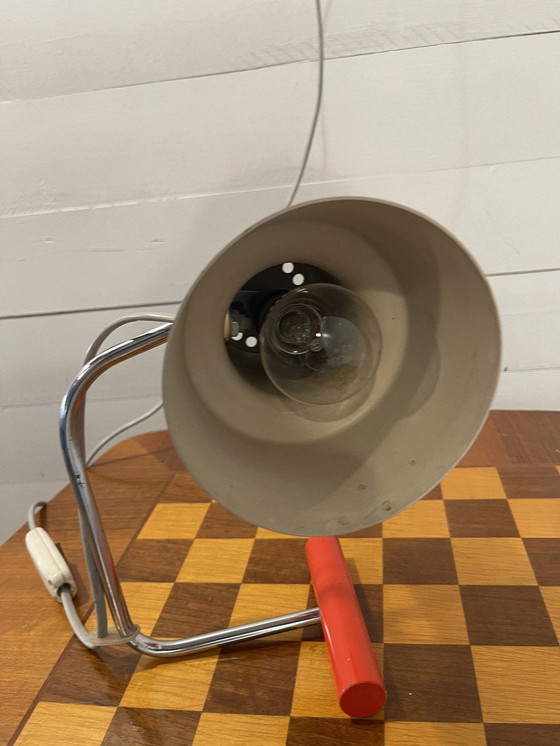 Image 1 of Vintage bureaulamp rood/messing M1173