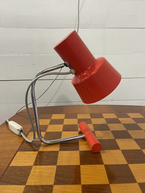 Image 1 of Vintage bureaulamp rood/messing M1173