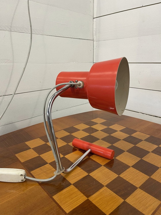 Image 1 of Vintage bureaulamp rood/messing M1173