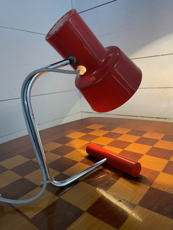 Image 1 of Vintage bureaulamp rood/messing M1173