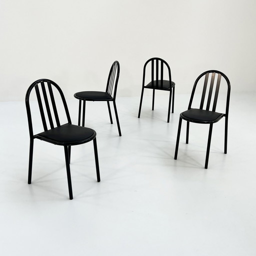 Set van 4 zwarte stoelen No.222 van Robert Mallet-Stevens voor Pallucco Italia, 1980S