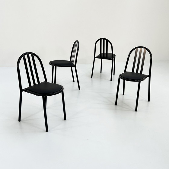 Image 1 of Set van 4 zwarte stoelen No.222 van Robert Mallet-Stevens voor Pallucco Italia, 1980S