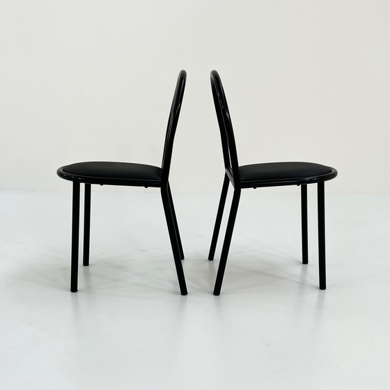 Image 1 of Set van 4 zwarte stoelen No.222 van Robert Mallet-Stevens voor Pallucco Italia, 1980S