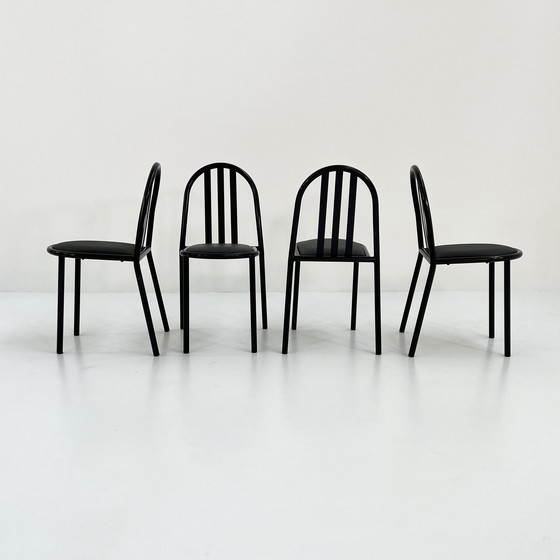 Image 1 of Set van 4 zwarte stoelen No.222 van Robert Mallet-Stevens voor Pallucco Italia, 1980S