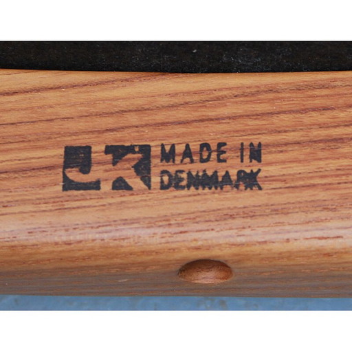Vintage fauteuil in eikenhout en stof van Juul Kristensen, Denemarken 1970