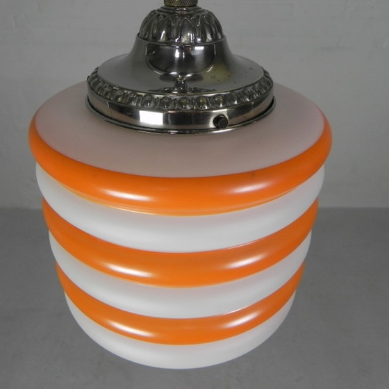 Image 1 of Vintage hanglamp met oranje strepen