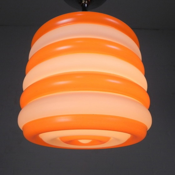 Image 1 of Vintage hanglamp met oranje strepen