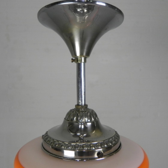 Image 1 of Vintage hanglamp met oranje strepen