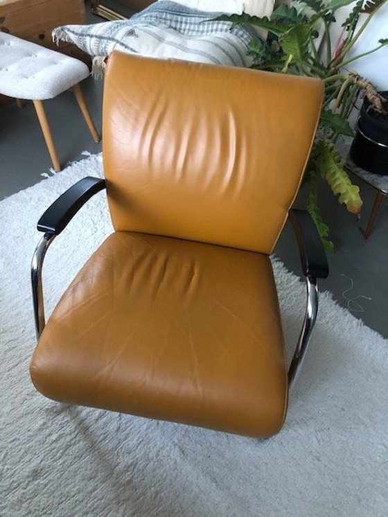 Image 1 of Jencikova Leren Stoel Fauteuil Okergeel