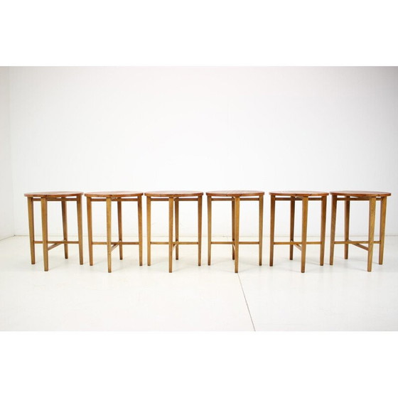 Image 1 of Vintage opvouwbaar krukje in hout en teak van Poul Hundevad, Denemarken 1960