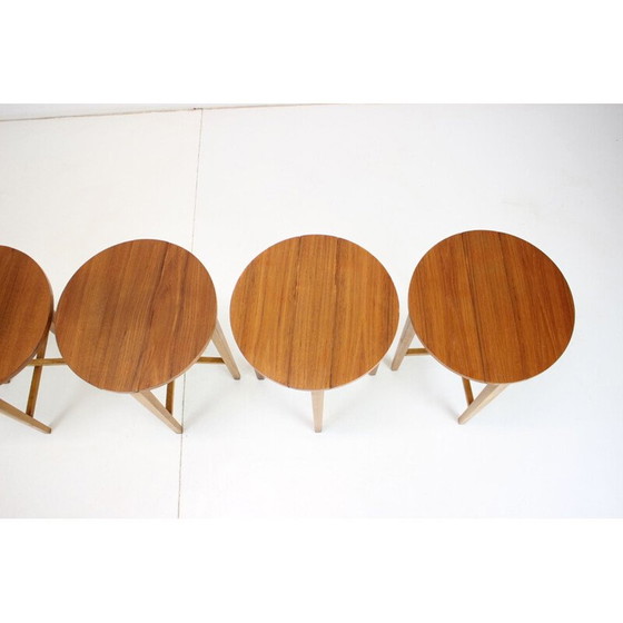 Image 1 of Vintage opvouwbaar krukje in hout en teak van Poul Hundevad, Denemarken 1960