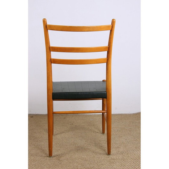 Image 1 of Set van 6 vintage iepen en zwarte Skai stoelen van Yngve Ekstrom voor Gemla, Zweden 1960