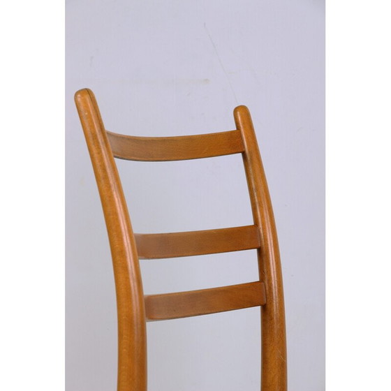 Image 1 of Set van 6 vintage iepen en zwarte Skai stoelen van Yngve Ekstrom voor Gemla, Zweden 1960
