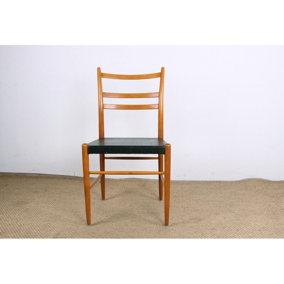 Image 1 of Set van 6 vintage iepen en zwarte Skai stoelen van Yngve Ekstrom voor Gemla, Zweden 1960