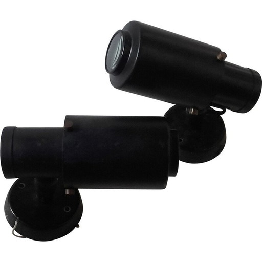 Paar vintage zwarte metalen wandlampen van Lita, 1950