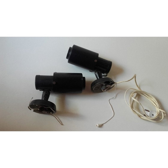 Image 1 of Paar vintage zwarte metalen wandlampen van Lita, 1950