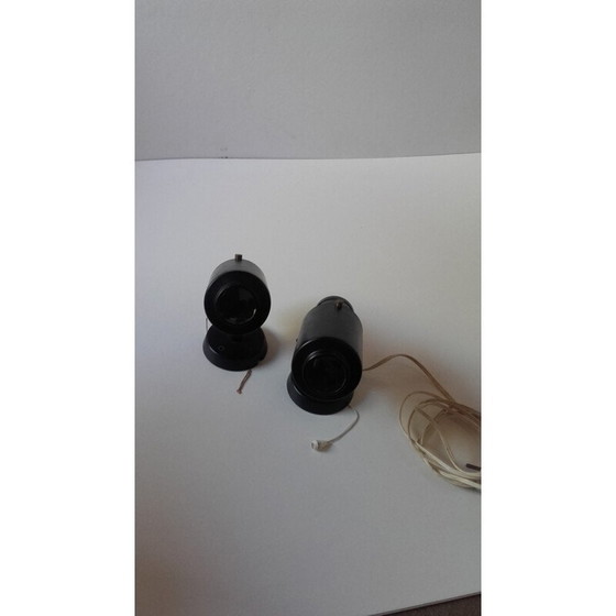 Image 1 of Paar vintage zwarte metalen wandlampen van Lita, 1950