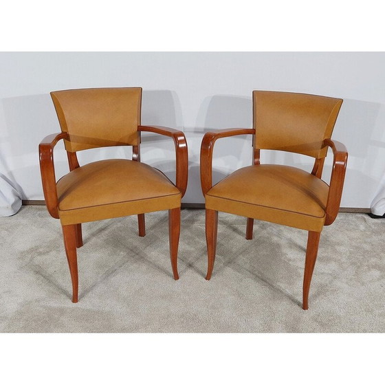 Image 1 of Paar vintage massief beukenhouten Bridge stoelen, 1950