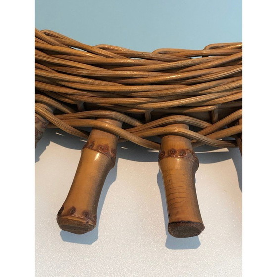 Image 1 of Ronde vintage spiegel in rotan, Frankrijk 1970