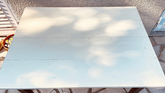 Image 1 of Vintage boeren tafel met eiken poten