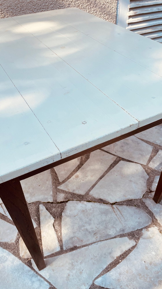 Image 1 of Vintage boeren tafel met eiken poten
