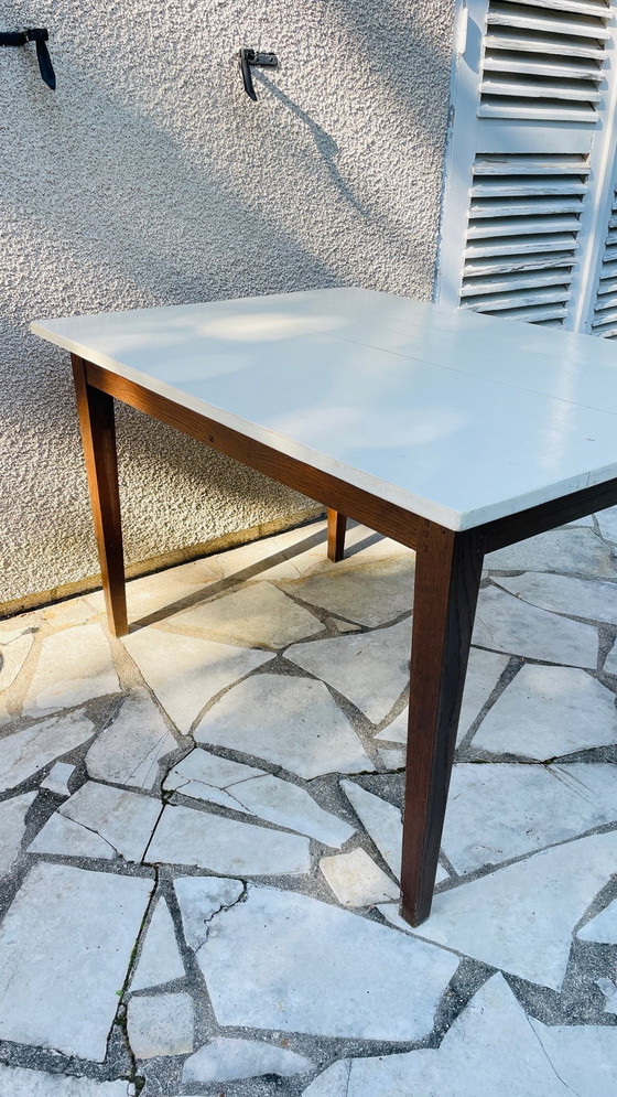 Image 1 of Vintage boeren tafel met eiken poten
